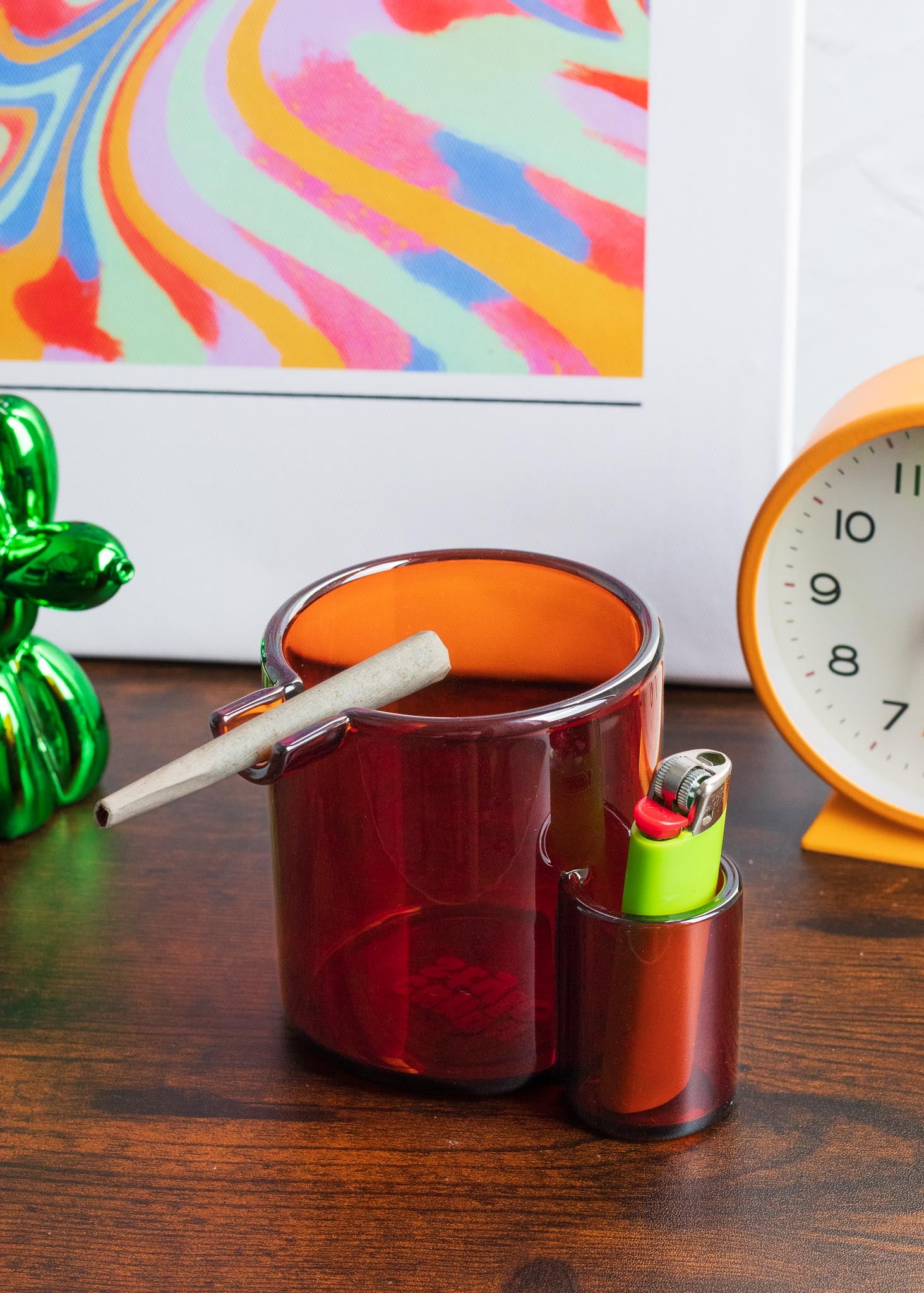 GLASS CUP ASHTRAY - amber