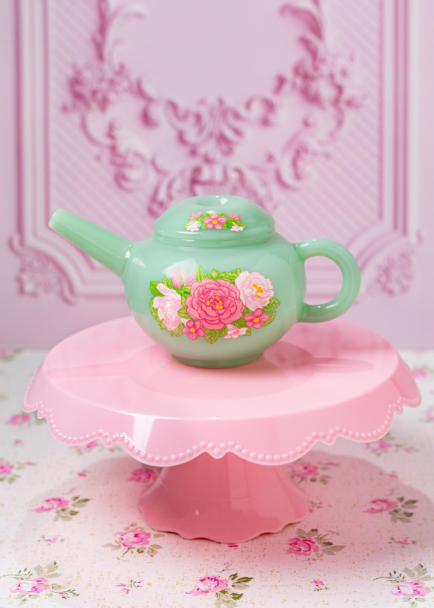 JADE FLORAL TEAPOT PIPE