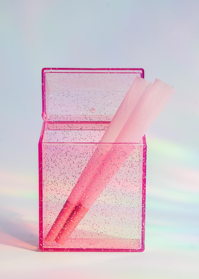 pink glitter cigarette case