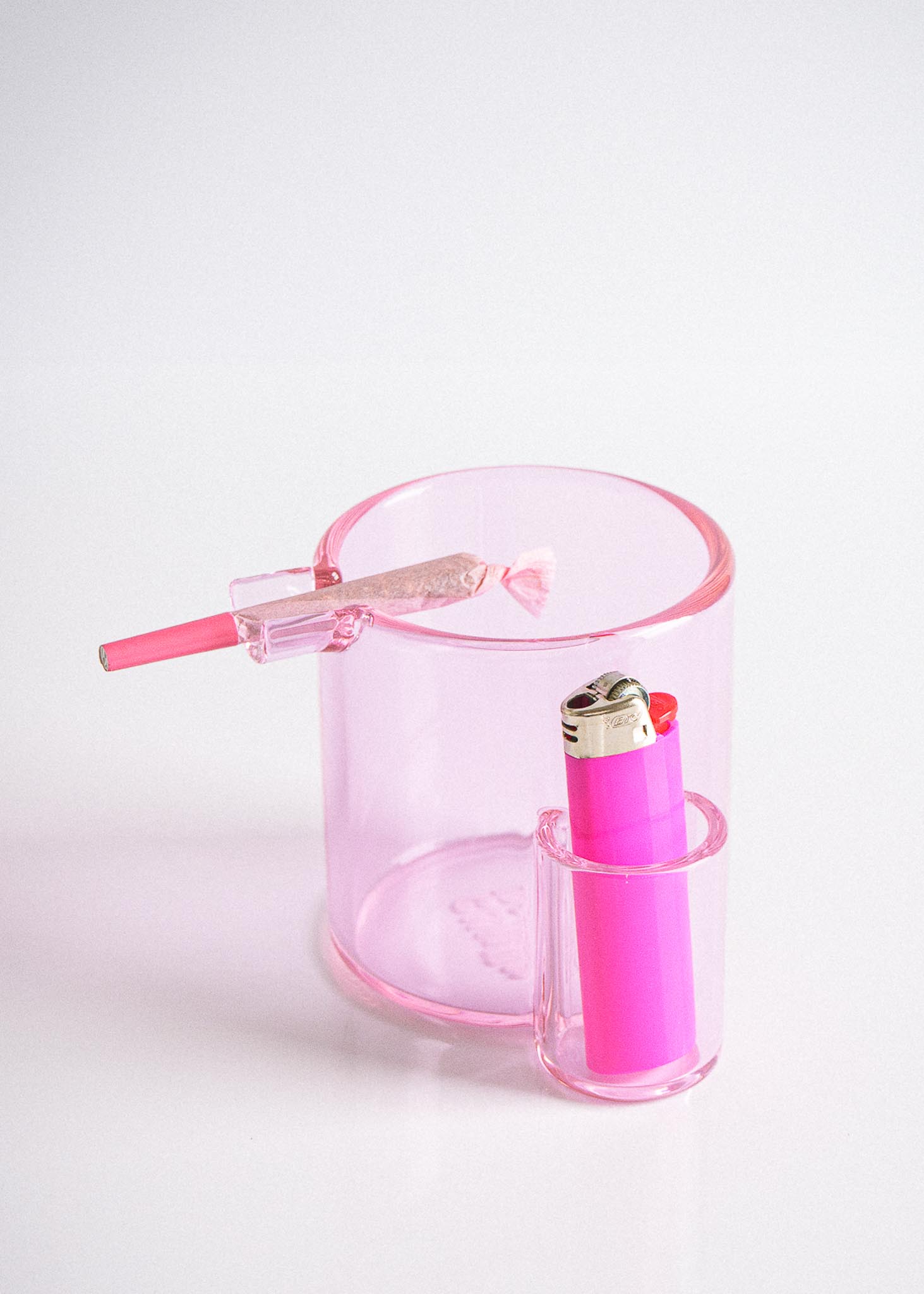 GLASS CUP ASHTRAY - PINK