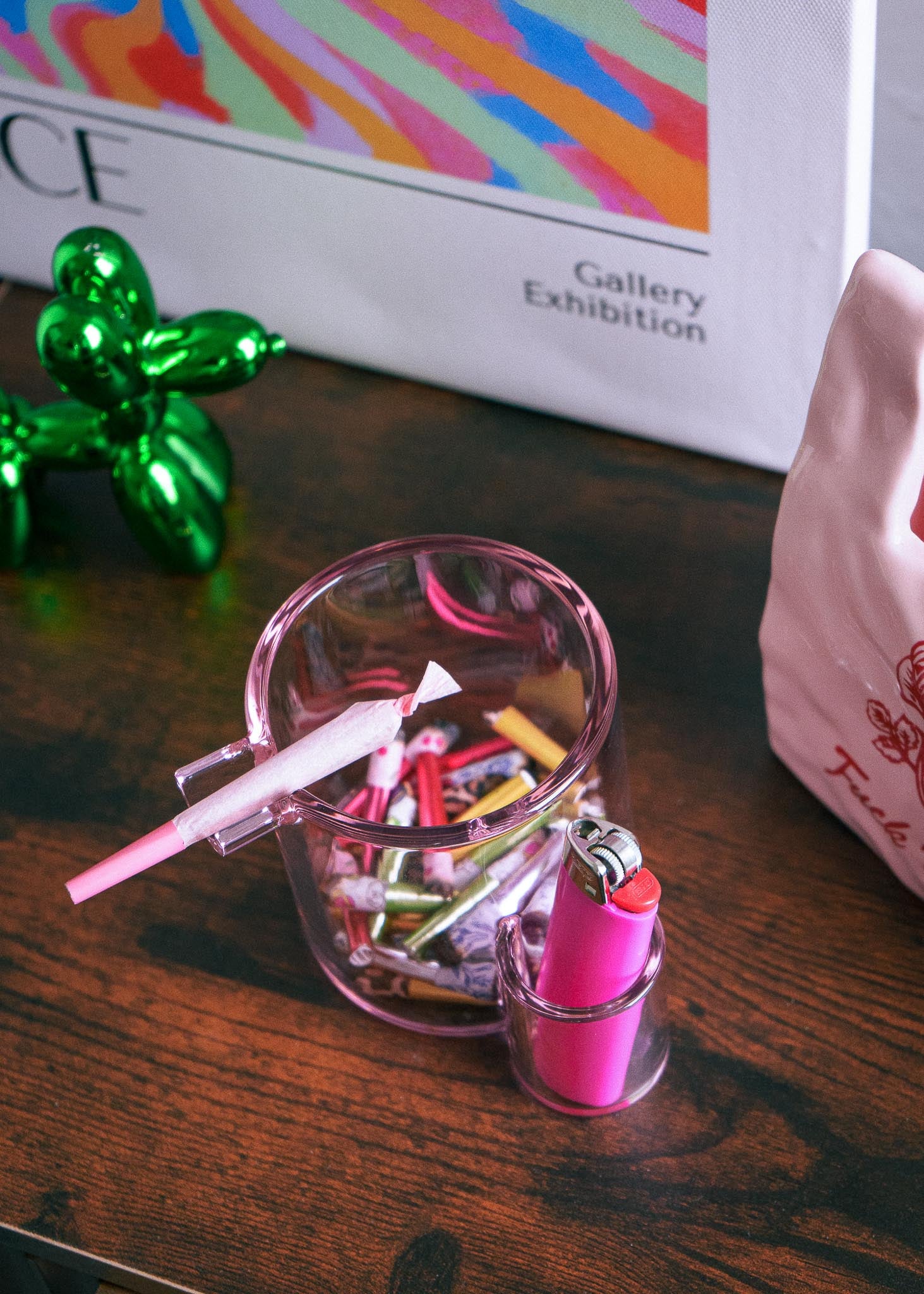 GLASS CUP ASHTRAY - PINK