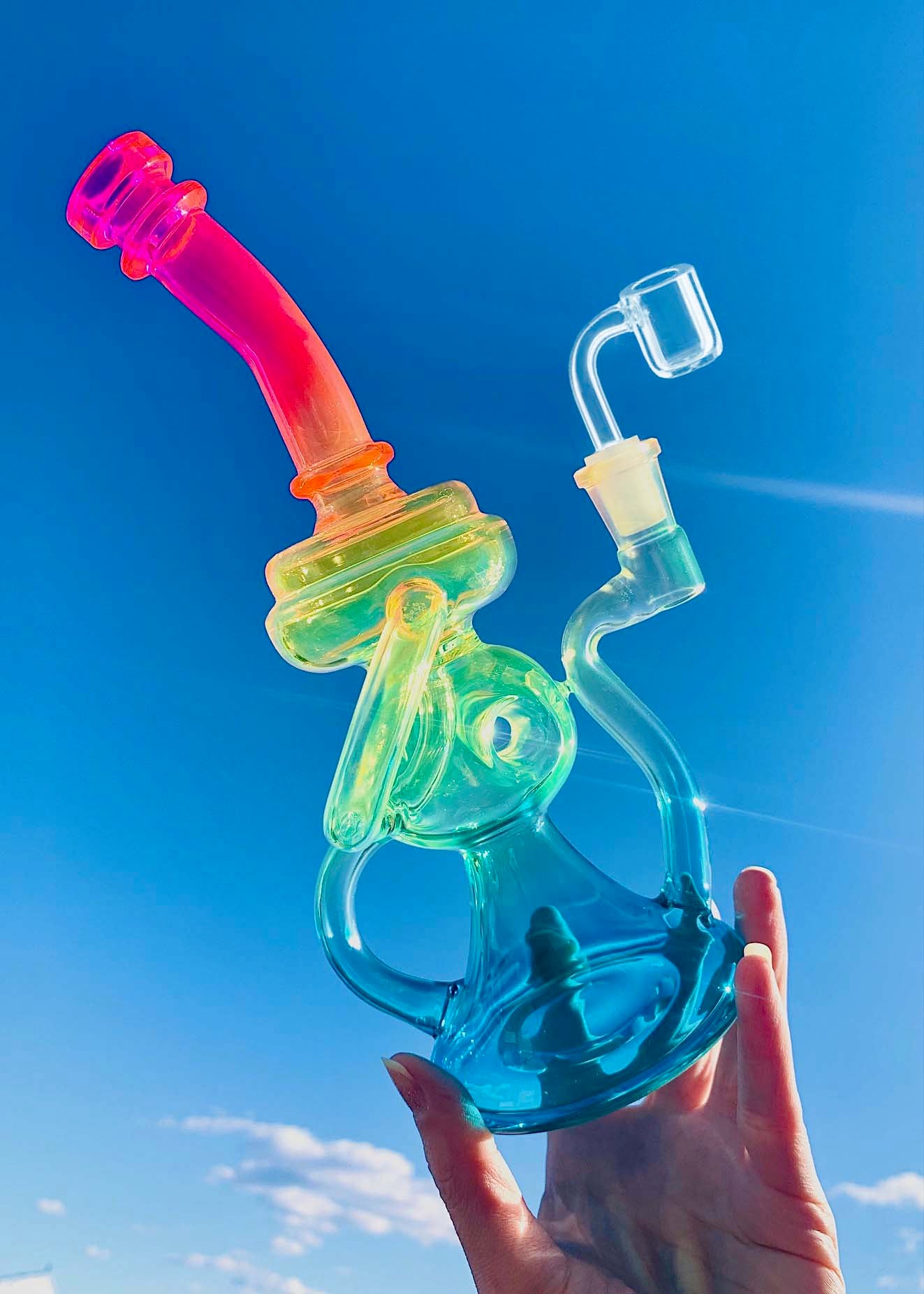 NEON RAINBOW RECYCLER RIG (uv reactive)