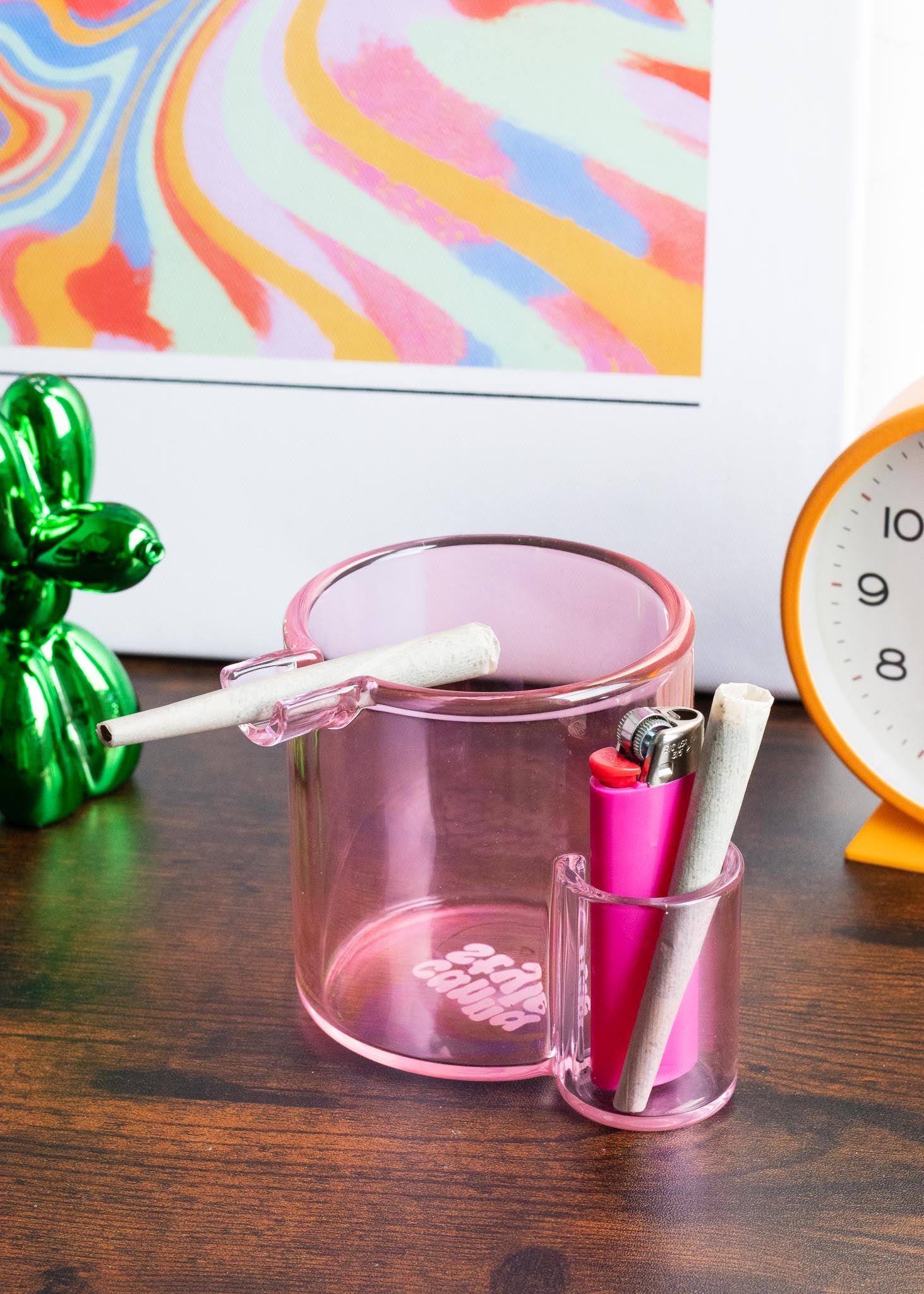 GLASS CUP ASHTRAY - PINK