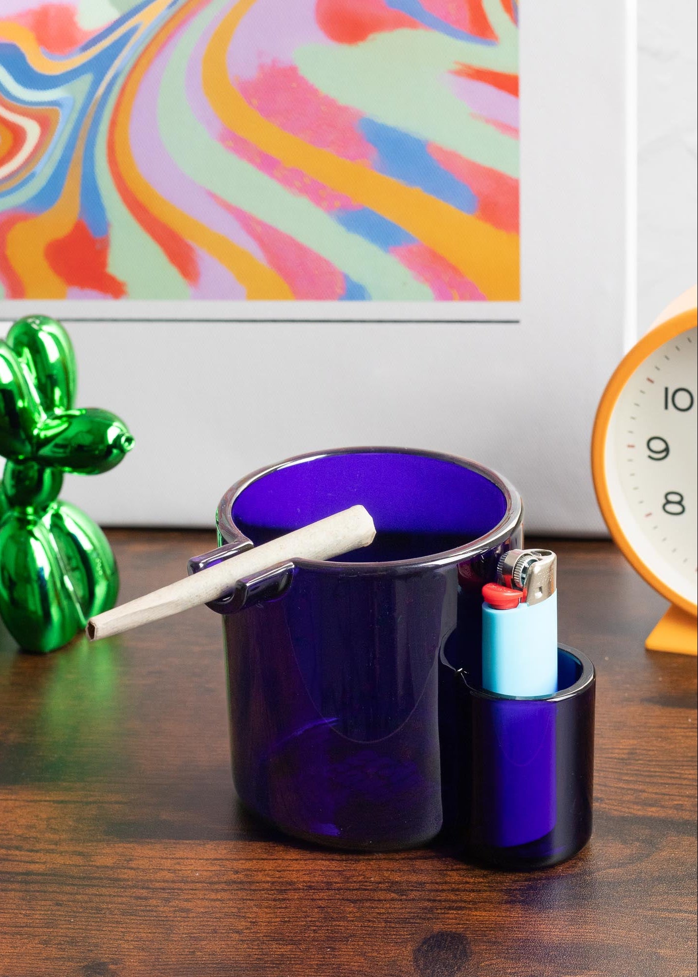 GLASS CUP ASHTRAY - blue