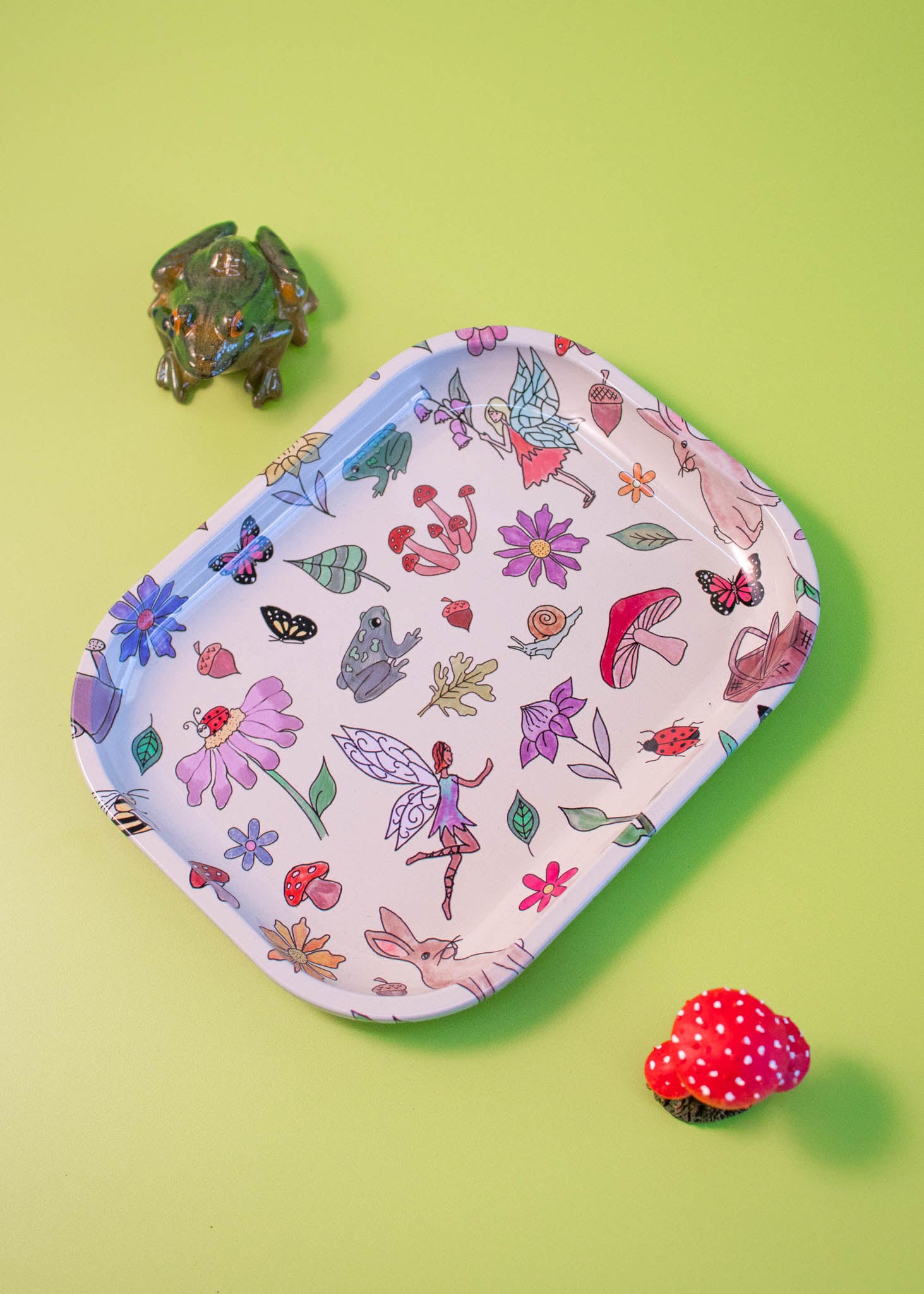 mushroom fairy cottagecore rolling tray