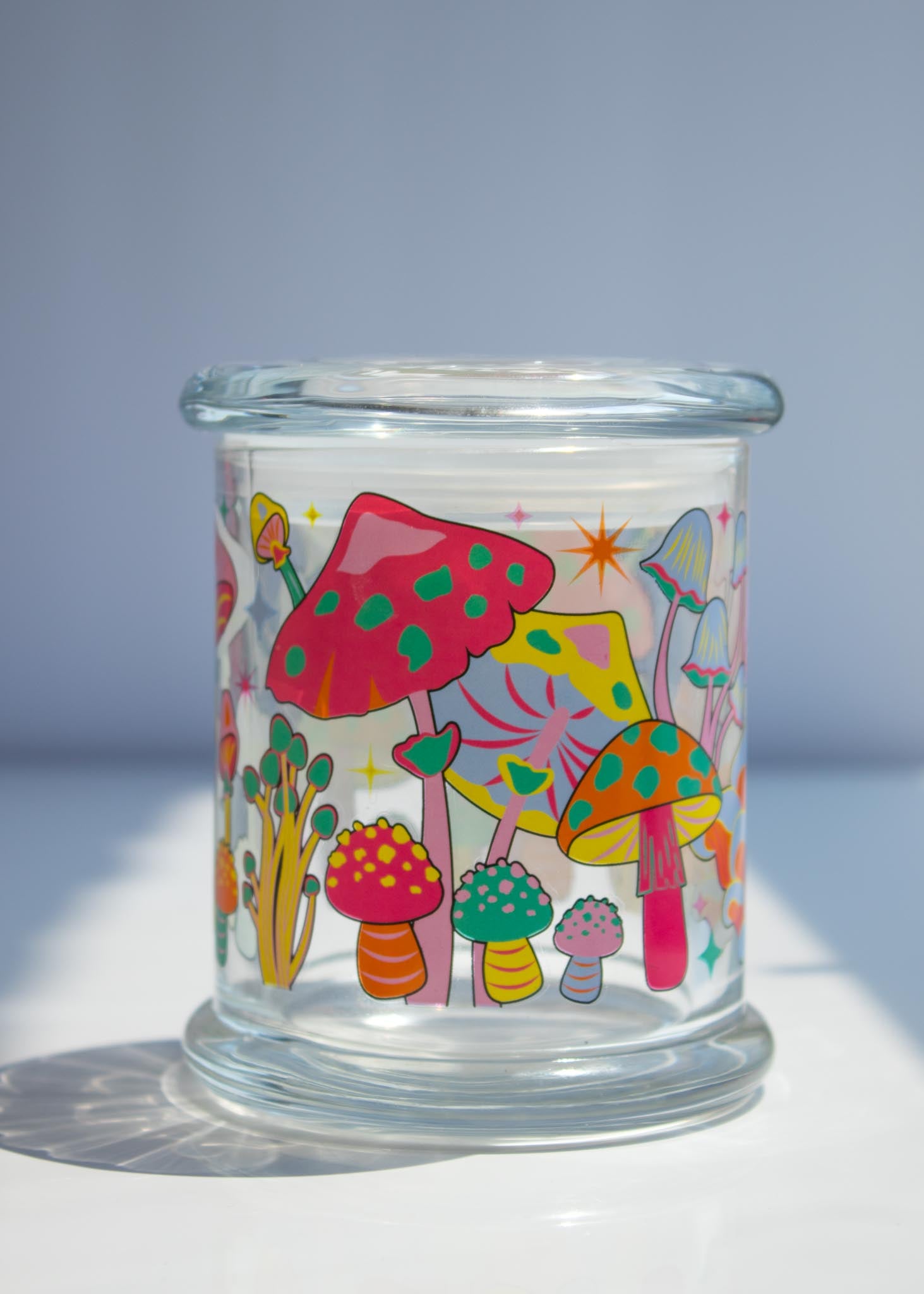 COLORFUL MUSHROOM STASH JAR