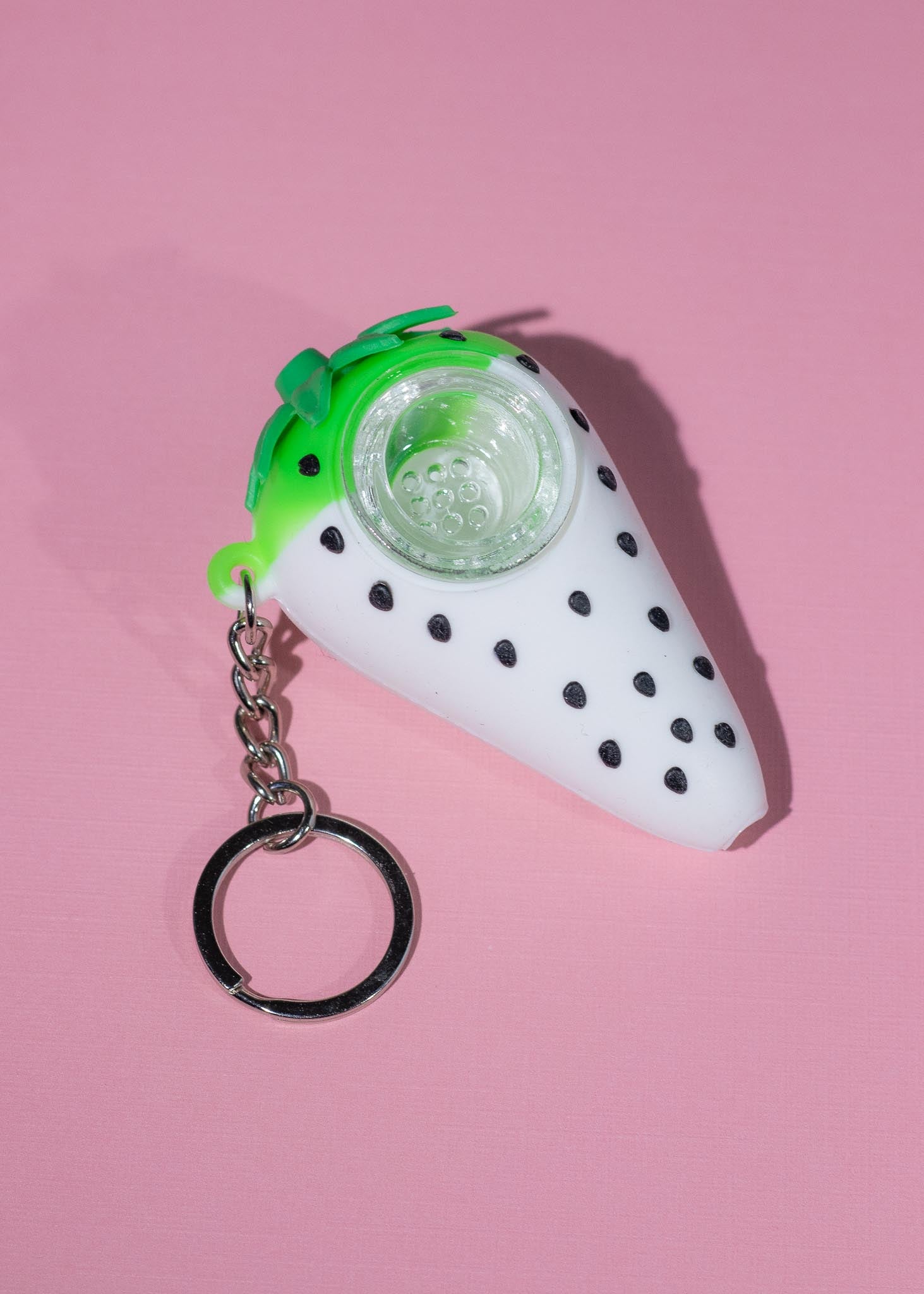 STRAWBERRY UNBREAKABLE KEYCHAIN PIPE (WHITE AND MULTI)