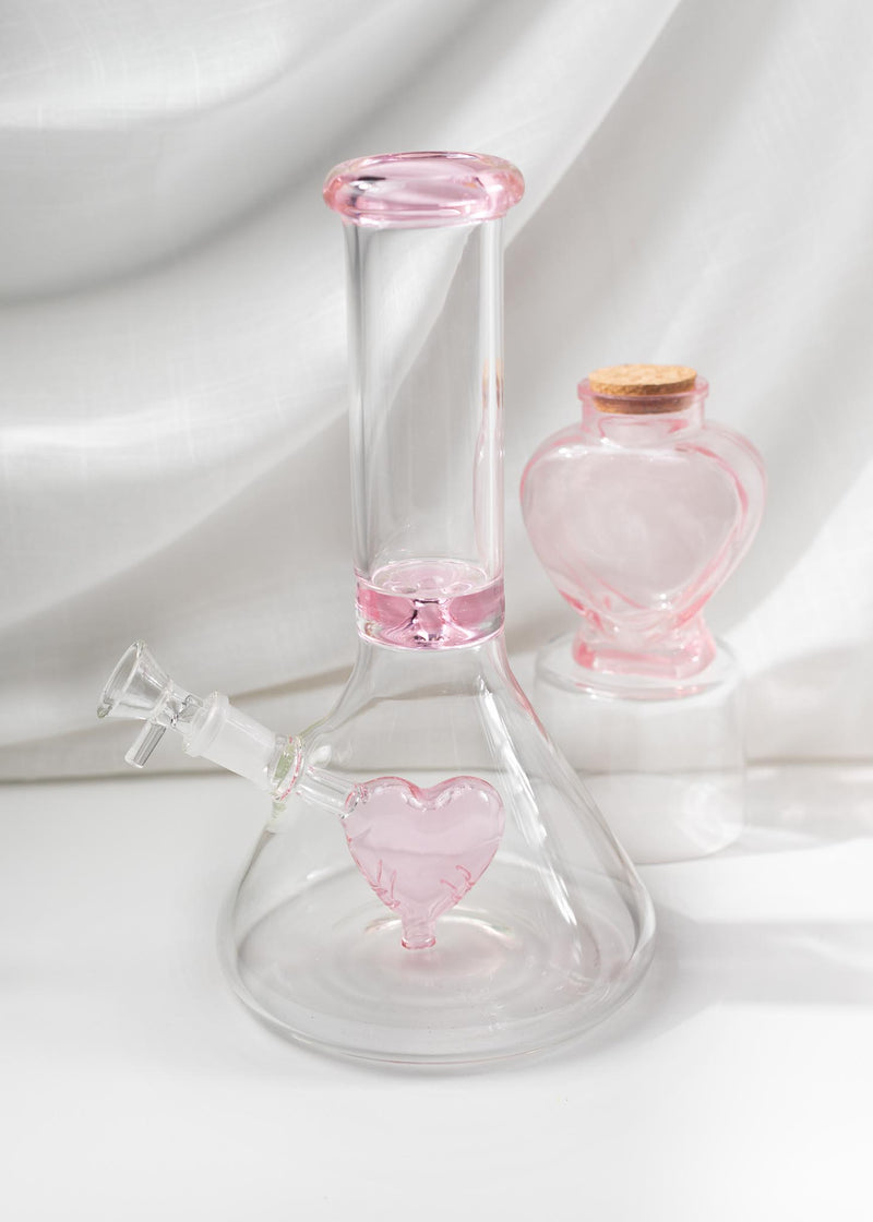 PINK HEART BONG with matching heart bowl – Canna Style
