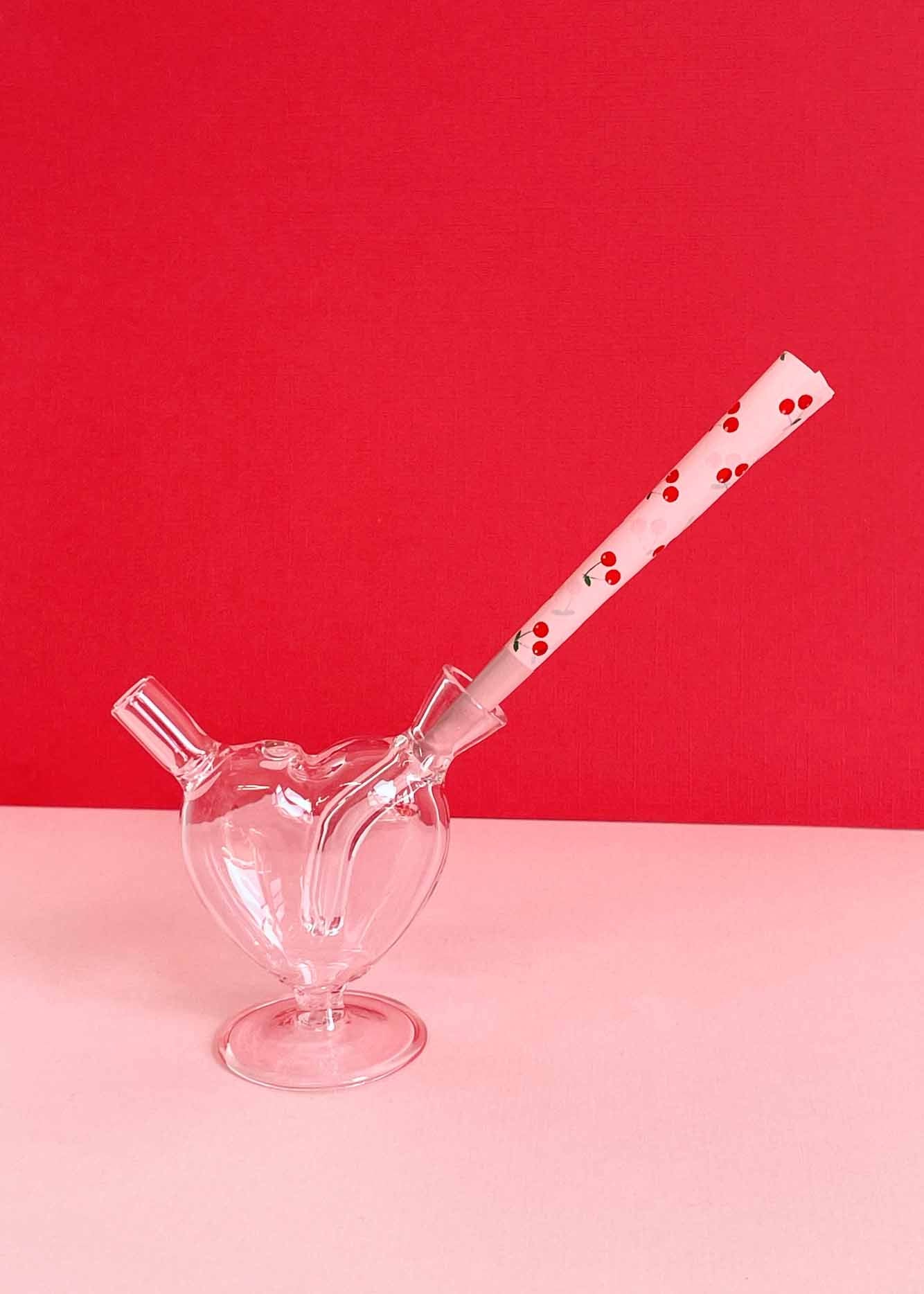 tiny pink heart bubbler bong