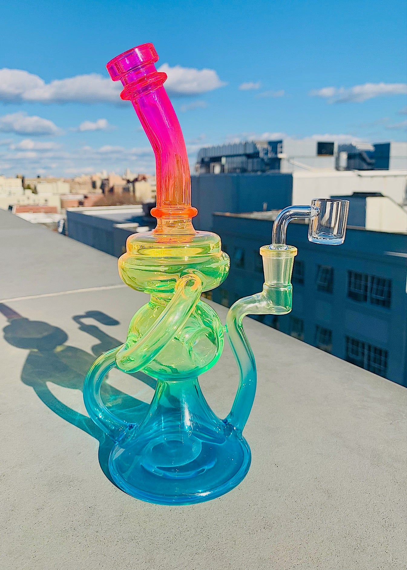 NEON RAINBOW RECYCLER BONG or RIG (uv reactive) – Canna Style