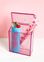 cute girly pink glitter cigarette or joint case