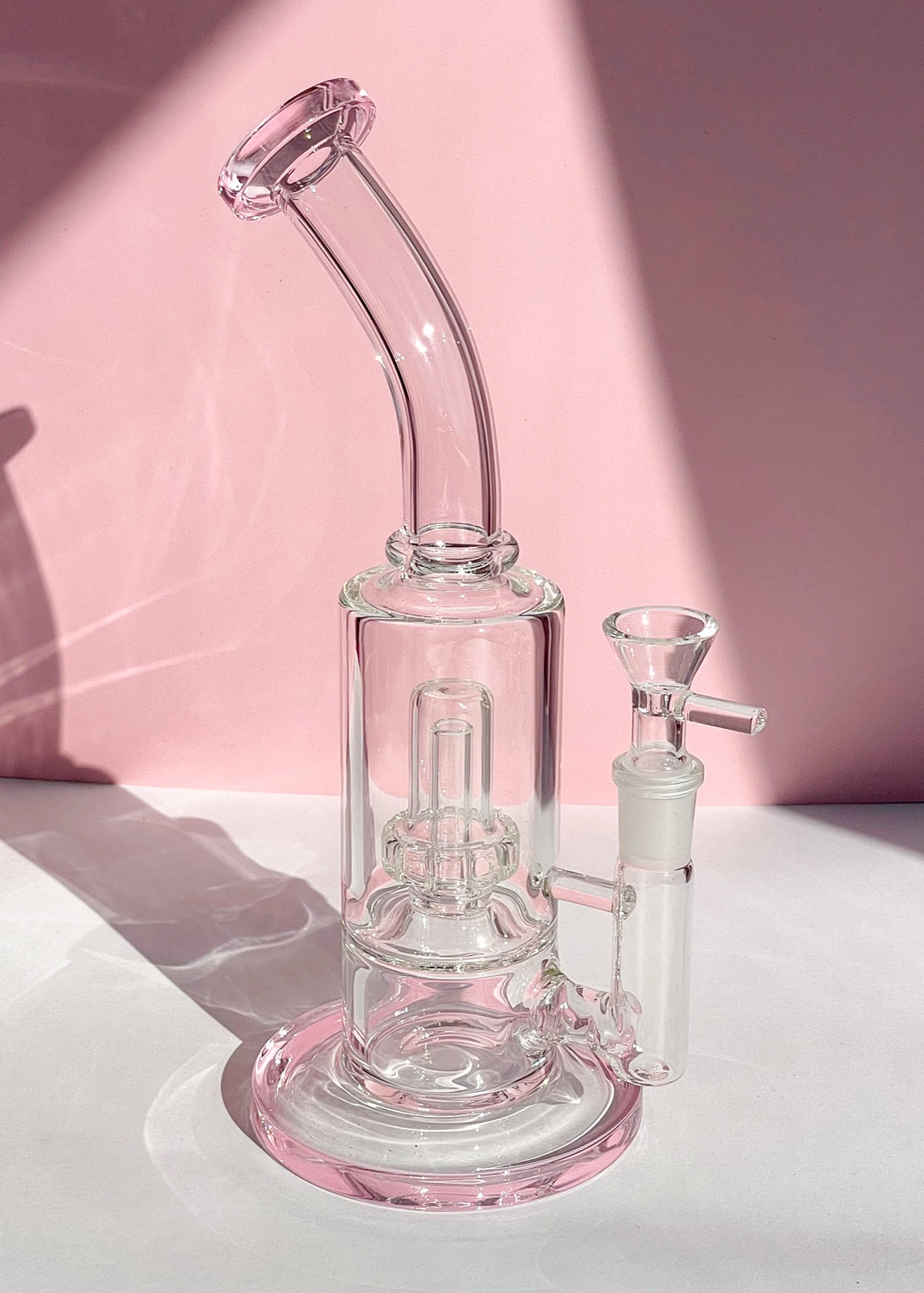 pink bong with percalator 