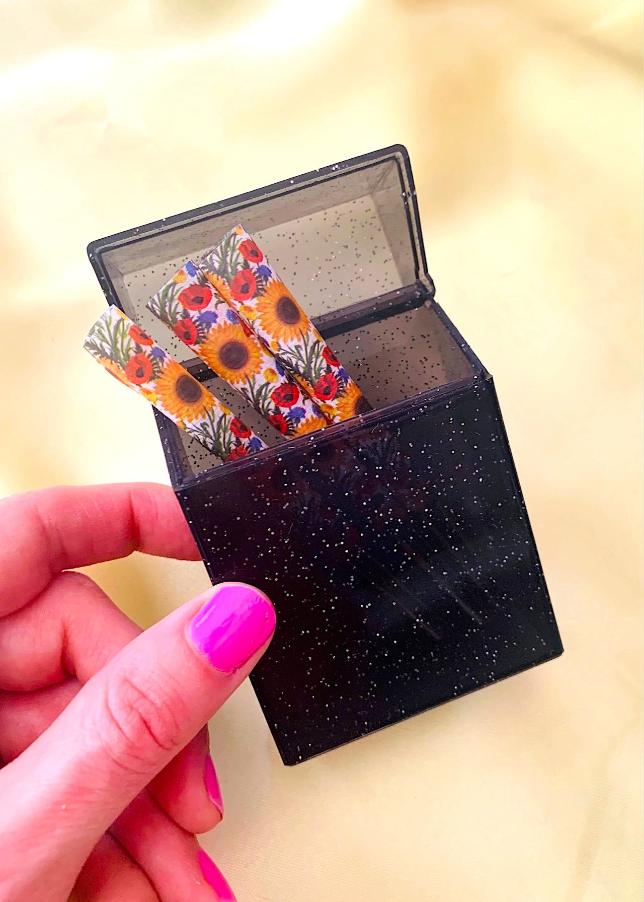 black glitter cigarette case