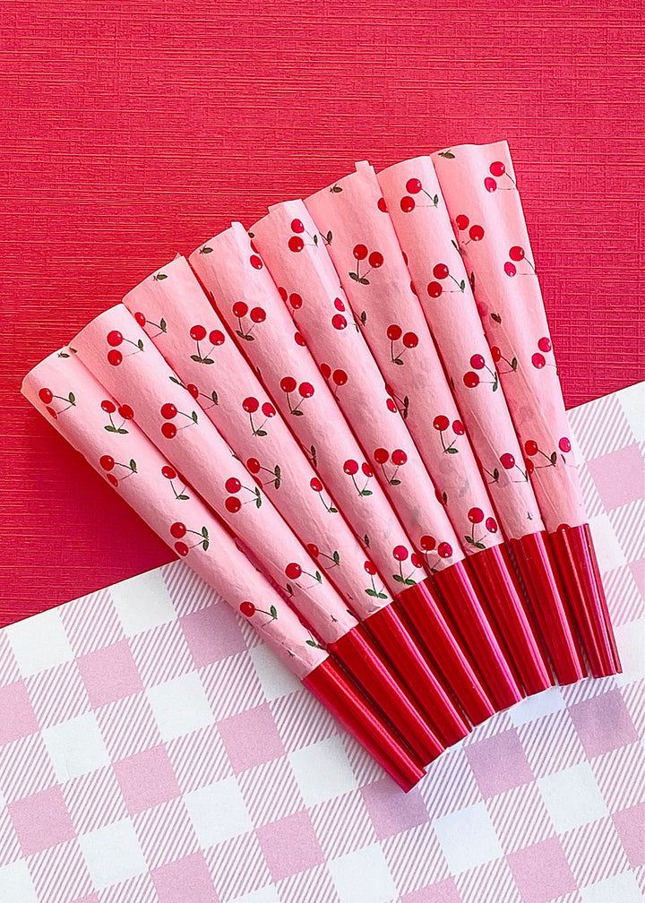 pink paper with cherries